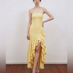 Elegant Yellow Strapless Dress